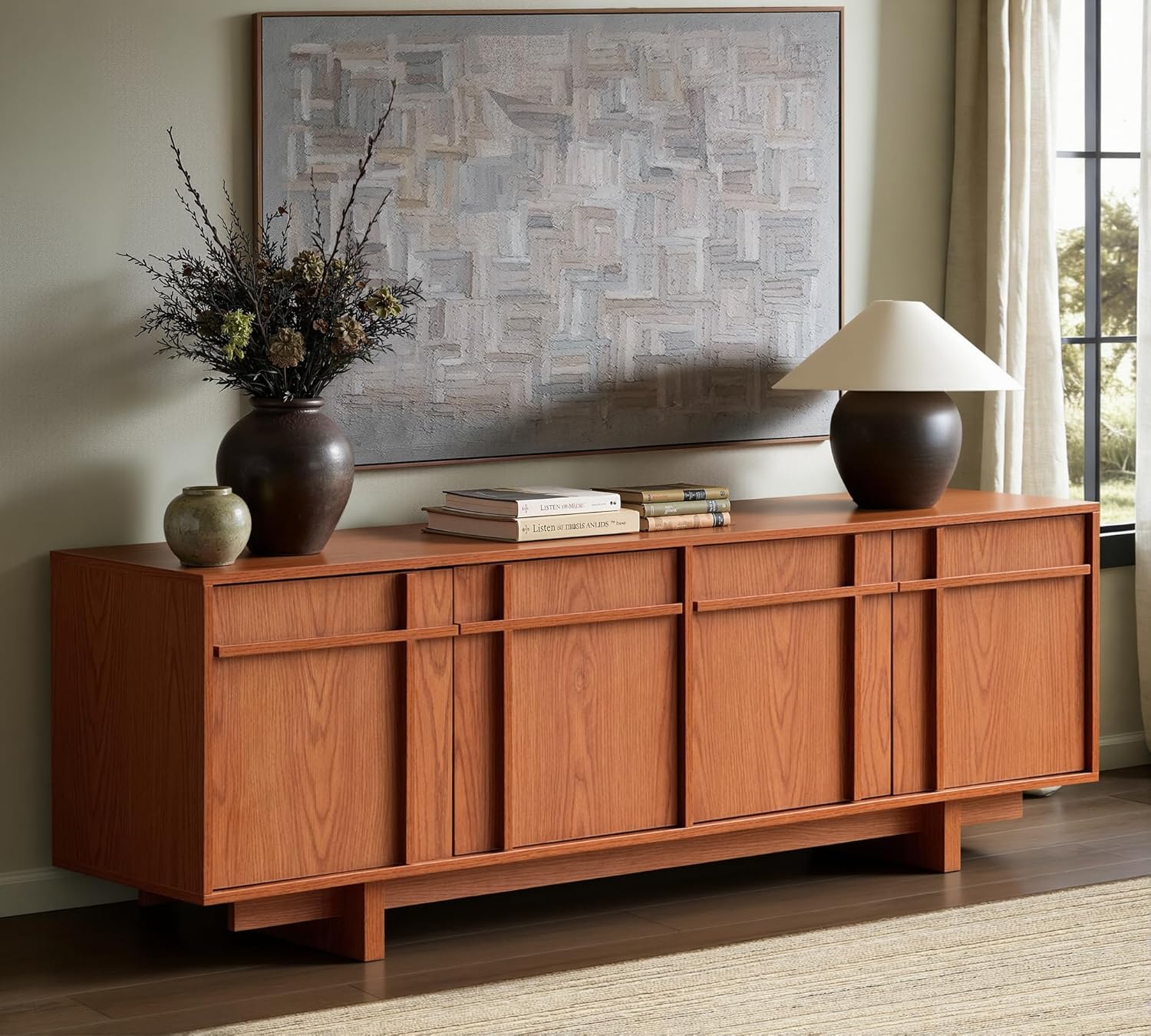 Vitalikus Vitalikus TV Stand for 75" TV,
Mid-Century Modern, 65.6" 